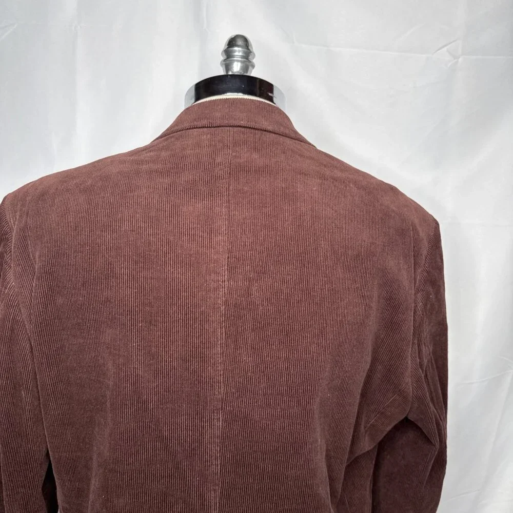 Saks Fifth Avenue Corduroy Blazer Sport Coat Jacket Maroon Mens L Burgundy